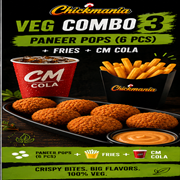 Veg Combo 3 – Paneer Pops (6 PCS) + Fries + CM Cola