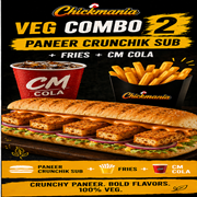 Veg Combo 2 – Paneer Crunchik Sub + Fries + CM Cola