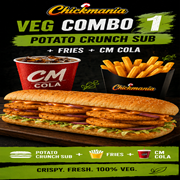Veg Combo 1 – Potato Crunch Sub + Fries + CM Cola
