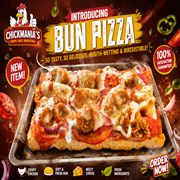Loaded Crispy Chicken Bun Pizza